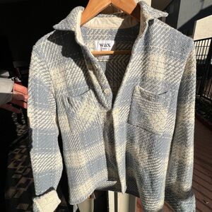 Wax Blue and Cream Lightweight Shirt Jacket